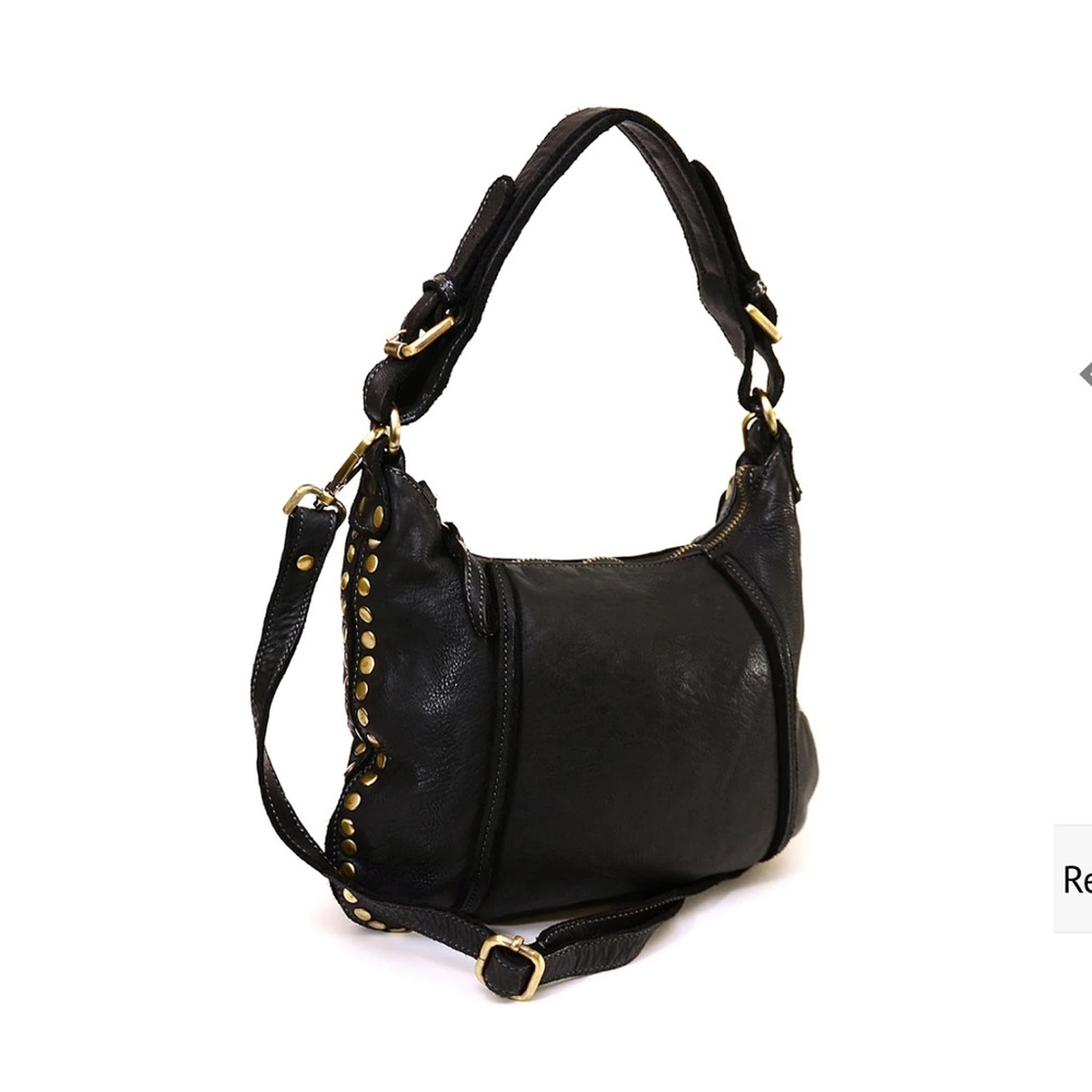 NWT Bolsa Nova Black Leather Handbag. Adjustable/Removable Straps